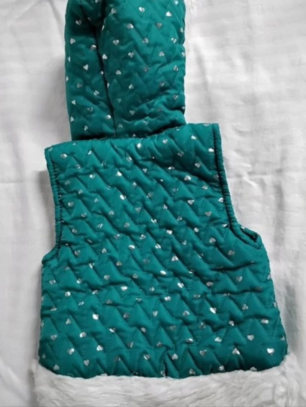 LITTLE LASS Puffer Quilted Fur Hooded Jacket Vest NWT